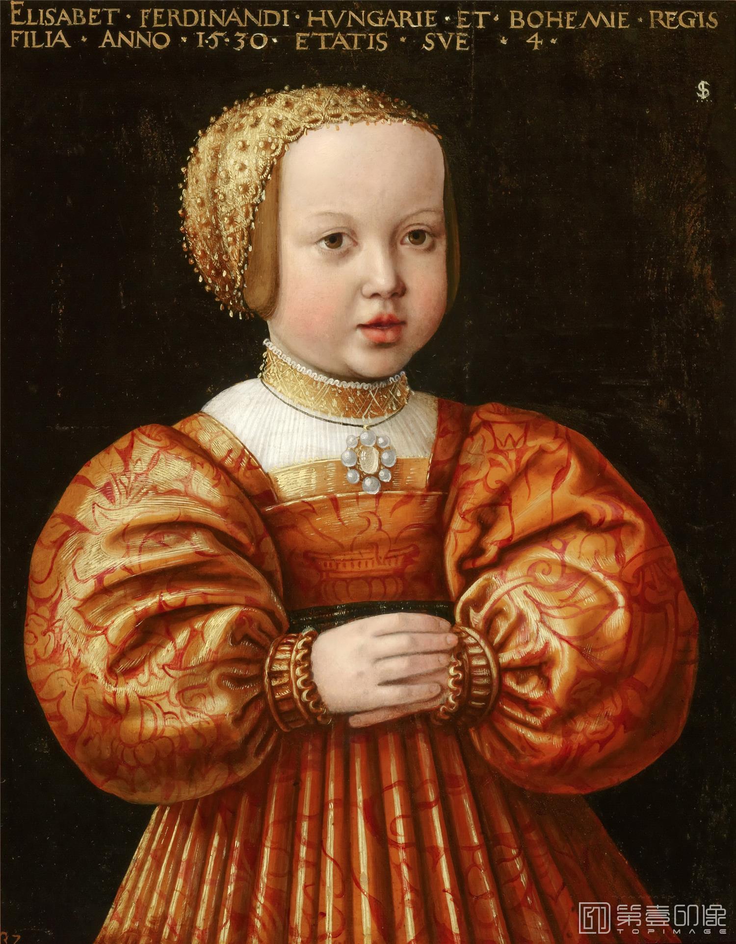 油画-荷兰莫瑞斯泰皇家美术馆Jacob Seisenegger - Portrait of Elisabeth of Austria-280
